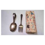 Vintage Silver Plate Toddler Spoon & Fork Set