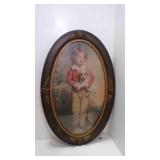 Vintage Oval Framed Reproduction of Painting