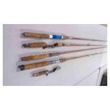 4 Fishing Poles No Reels & Piece of Handle