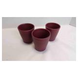 3 Matching Ceramic Maroon Colored Cups