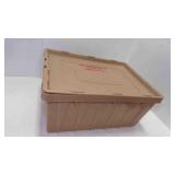 Brown Plastic Storage Bin w/Lid