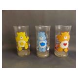 3 1983 Care Bears Drinking Glasses by Libbey