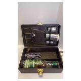 Portable Vintage Travel Bar Set In A Hardshell
