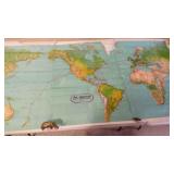 3 Page Wall Map Pan American World Airways Map