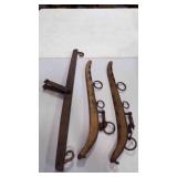 3 Antique Wood Horse Collar Hames & Wagon Jack