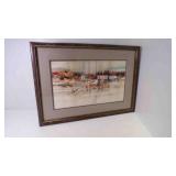 Abstract Watercolor Print, Matted & Framed