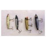 4 Vintage "Heddon" Topwater Bass Fishing Lures