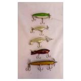 5 Vintage Top & Bottom Water Bass Fishing Lures