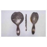 Vintage Silver Plate Vanity Dresser Set - Hand