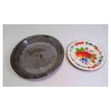 Vintage Gray Enamelware Granite Ware Pie Plate