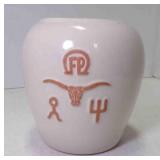 Vintage Frankoma Pottery Canister Cattle Longhorn