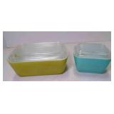 2 Vintage PYREX Refrigerator Dishes - Olive