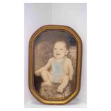 Vintage Ornate Rounded Oval Frame Blue & Gold