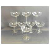 8 Vintage Clear Glass Champagne Coupe