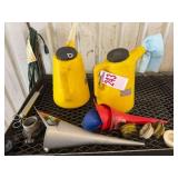 misc. oil fill jugs, funnels