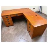 L-shape wooden office desk