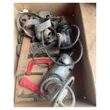 2- ELECTRIC 3/8 DRILLS, FILES, C-CLAMPS