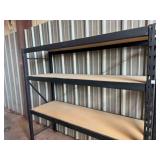 1 METAL SHELVING, WOOD SHELVES, 6