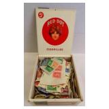 Vintage Small Red Dot Cigar Box Includes Stamps