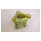 Antique Green "Uranium" Slag Glass Table Lighter