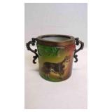 Antique "Collie Dog" Handle Ware Tobacco Humidor