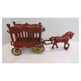 Vintage "Overland Circus" Cast Iron Wagon & Horse
