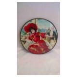 Antique Victorian Lady In Red Flue Cover Artwork