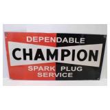 Vintage CHAMPION Spark Plug Porcelain Sign Single