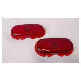 2 Vintage Glass 1942-48 Ford Red Tail Light Lens