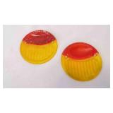 2 Vintage Glass 1928-31 Ford Red Tail Light Lens