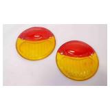2 Vintage Glass 1938-39 Ford Red Tail Light Lens
