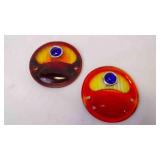 2 Vintage Glass Ford Blue Dot Tail Light Lens