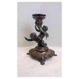 Vintage Pewter Figural Cherub Candle Holder Base