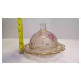 Antique Victorian Glass Covered Butter Dome Dish