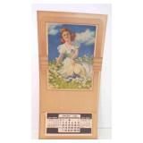 1955 Litho Pin Up Calendar Red Head In Daisy Field