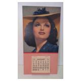 1956 Litho Calendar "Anita" Pin Up Art NOS New Old