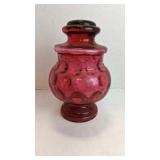 Vintage Cranberry Glass Thumbprint Storage Jar