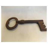 Large Antique Iron Skeleton Key - Distinct Oval