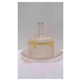 Vintage Pink Frosted Satin Glass Cake Dome & Plate