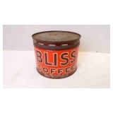 Vintage "Bliss" Brand 3Lb. Empty Coffee Tin Can
