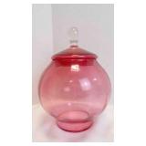 Vintage Smooth Bulbous Rose Glass Storage Jar