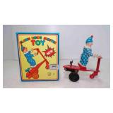 Vintage Clown Riding Scooter Wind Up Tin Toy NOT