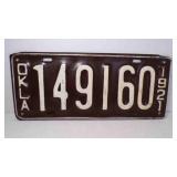 1921 Oklahoma License Plate Brown w/White Letters