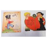 2 Vintage Happy Birthday Card Features A Cartoon