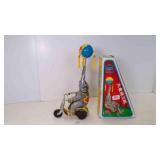 Vintage Elephant on Bike Wind Up Tin Toy Works
