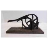 Antique Cast Iron Rotary Cork Press On Wood Base
