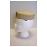 Vintage Ladies Woven Straw Pillbox Hat w/Net Veil