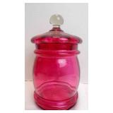 Antique Victorian Cranberry Glass Storage Jar
