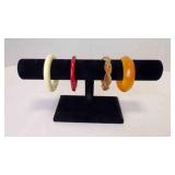 3 Vintage Colorful Plastic Bangle Bracelets