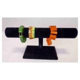 4 Vintage Colorful Plastic Stretch Bracelets